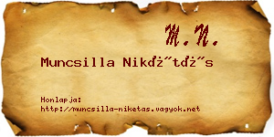 Muncsilla Nikétás névjegykártya